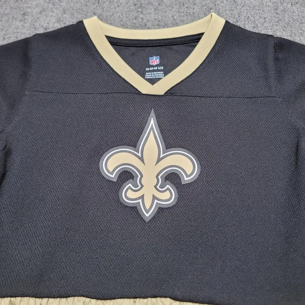 New Orleans Saints Dress Girls Medium 5/6 Black Gold NFL Football Pleated